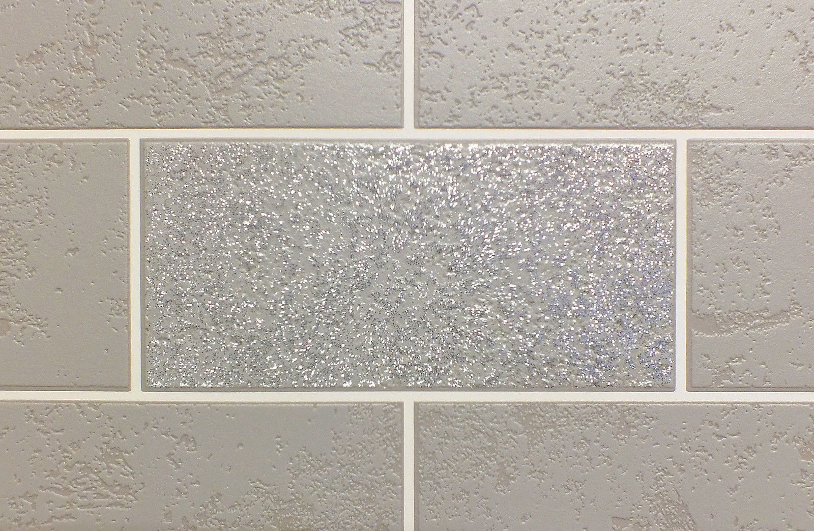 Brick Effect Wallpaper Tile Glitter Luxury Washable Vinyl Grey White